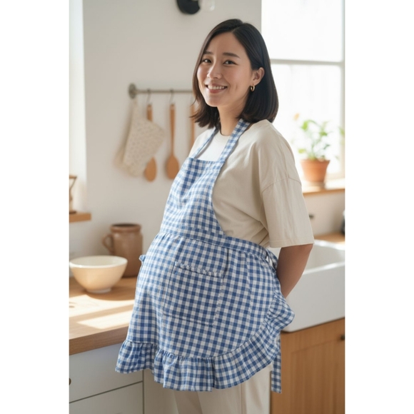The Unbranded Brand Other - Blue Gingham Ruffled Apron